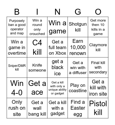 R6 bingo Card
