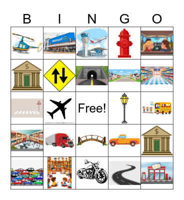 ESL1 Around Town Vocab Bingo Card