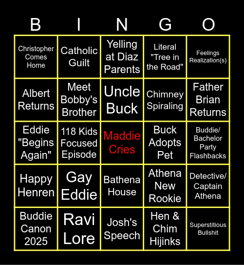 9-1-1 8B BINGO Card
