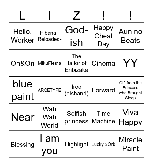 liz's relaxing tea time bingo!! Bingo Card