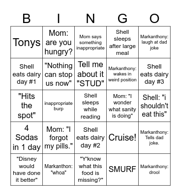 CRUISE BINGO !! Bingo Card