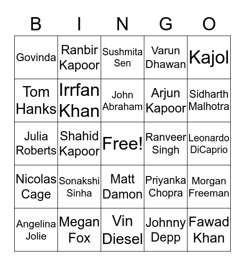 DePaul Indian Student Association Bingo Card