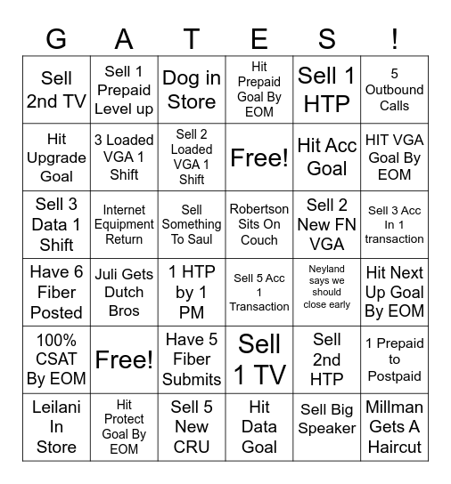 Rivergate March Bingo Card
