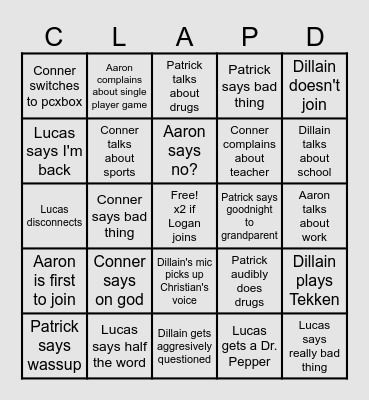 Group Fun Times Bingo Card