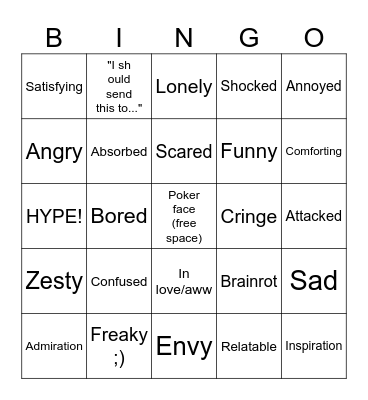 i feel... Bingo Card