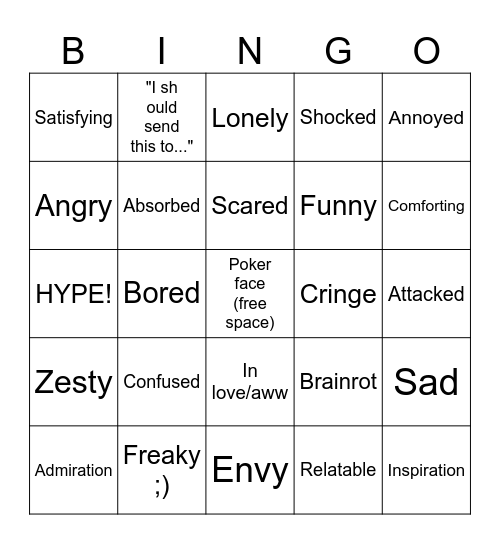 i feel... Bingo Card