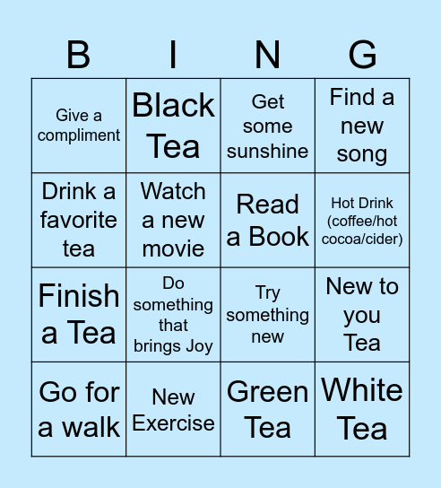 MARCH to Something New Bingo Card