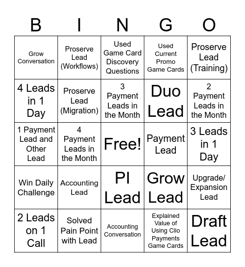 Team Helix Bingo Card
