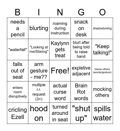 Savoie/Ezell 4AC Bingo Card