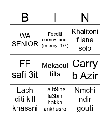Mekaoui Bingo Card