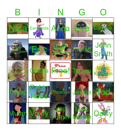 Disney Bingo Card