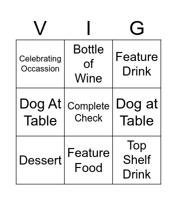 Vig Bingo Card