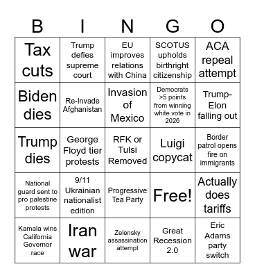 Trump term bingo Card