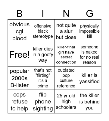 2000s slasher remakes Bingo Card