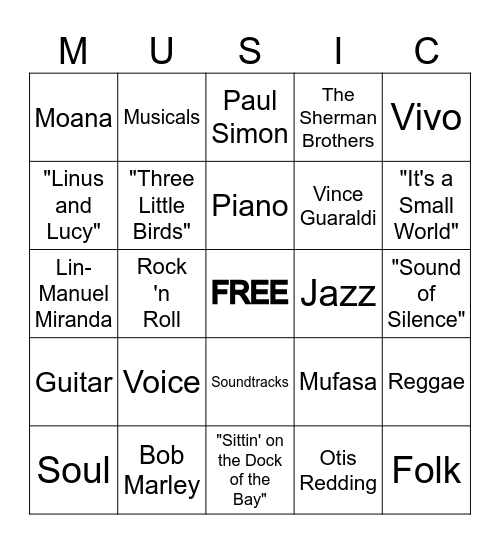 Composer Bingo Card