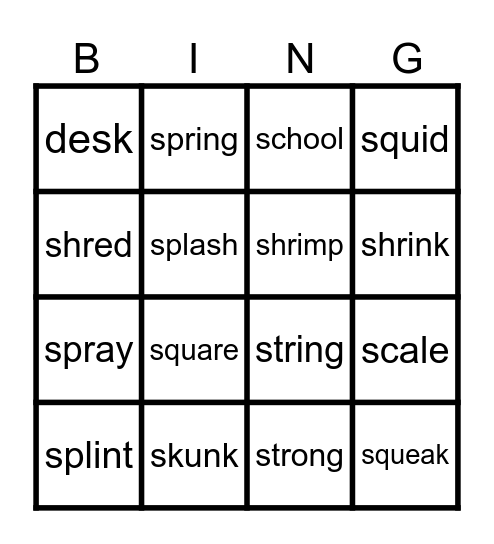 s-blends Bingo Card