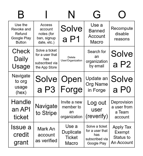 Forge Bingo Card