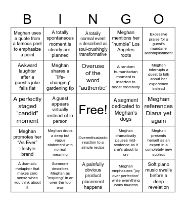 Spare Us! Bingo Card