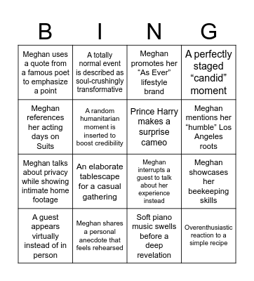 Spare Us! Bingo Card