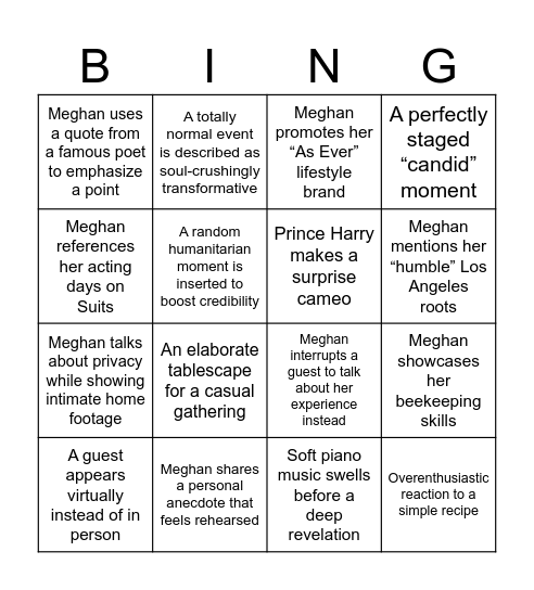 Spare Us! Bingo Card