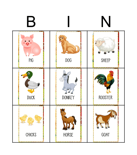 ANIMALS Bingo Card