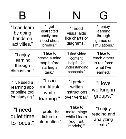 UDL Bingo Card