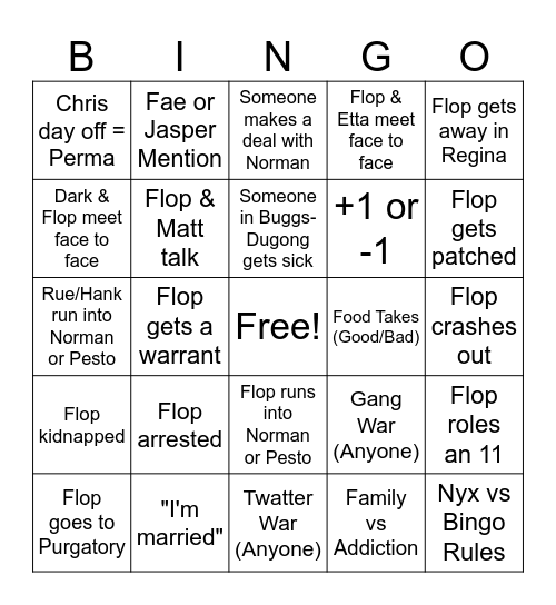 March Flop Dugong Bingo Card