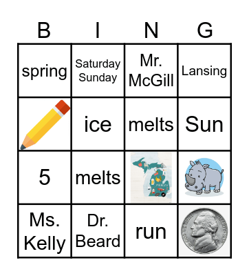 2nd Grade Bingo Card
