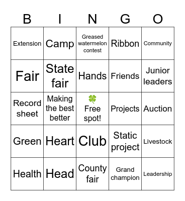Tippe Town & Country Bingo Card