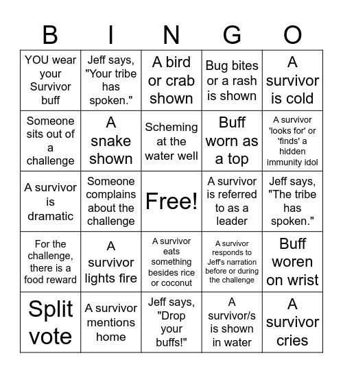 Survivor 48 Bingo Card