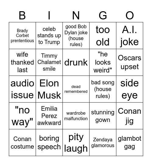 OSCAR BINGO OSCAR BINGO OSCAR BINGO Card