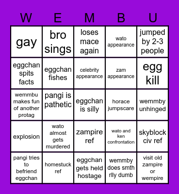 wemmbu creates a wempire Bingo Card