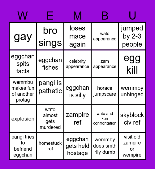 wemmbu creates a wempire Bingo Card