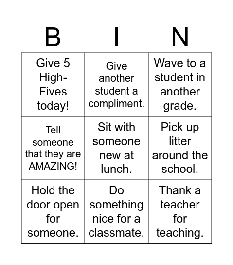 Bingo FUN! Bingo Card