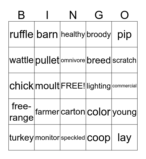 From Chick to Egg Bingo Card