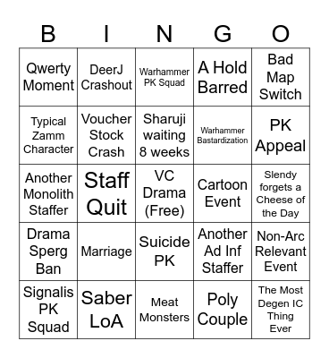 NHB Warhammer Arc Bingo Card