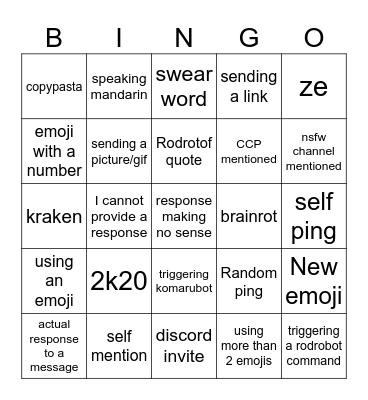cloudy bingo Card