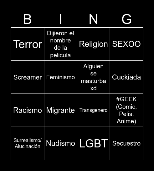 CineAnexo Bingo Card