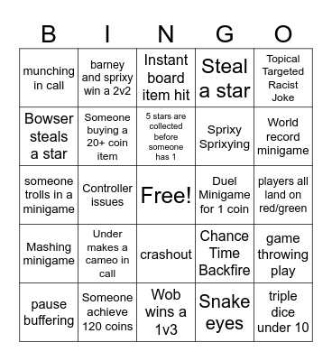 mario party bingo Card