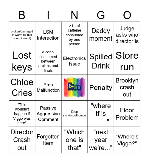 WGI Bingo Card