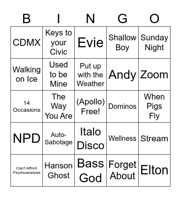 Last Dinos Bingo Card