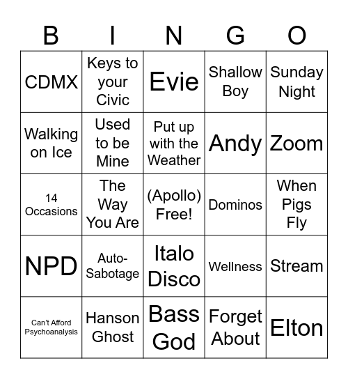 Last Dinos Bingo Card