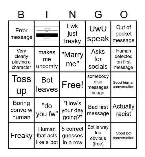 Human or not bingo Card