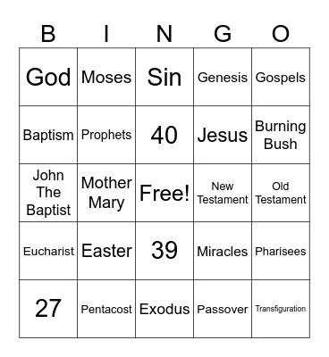 Bible Bingo Card