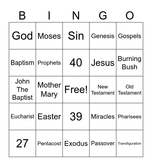 Bible Bingo Card