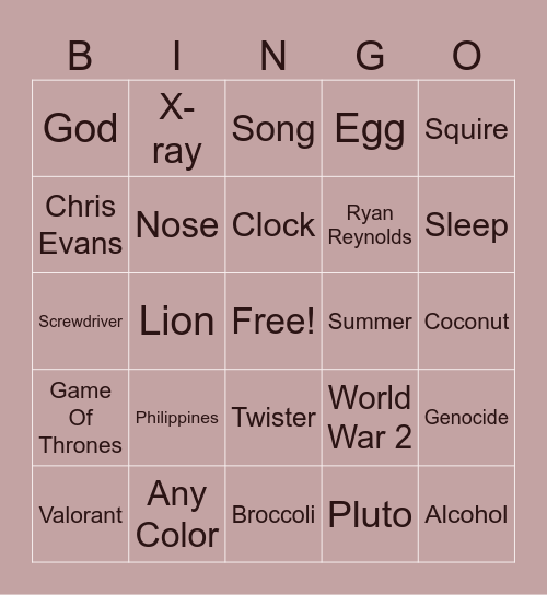 Infinite Craft Bingo Card