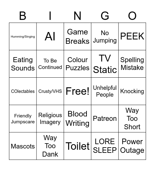 SPOOKY BINGO NIGHT Bingo Card