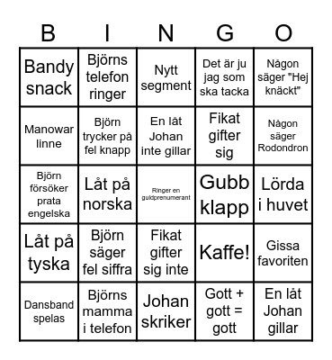 Fem i top bingo Card