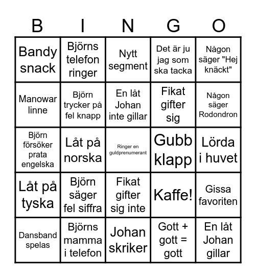 Fem i top bingo Card