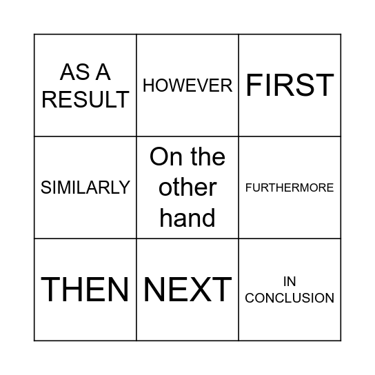 Transition Devices Bingo Card